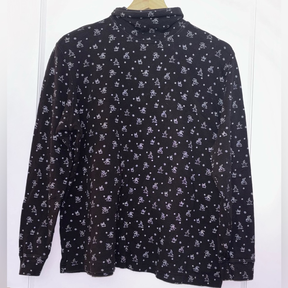 Vintage Classic Elements Turtleneck Snowman Long Sleeve Top
